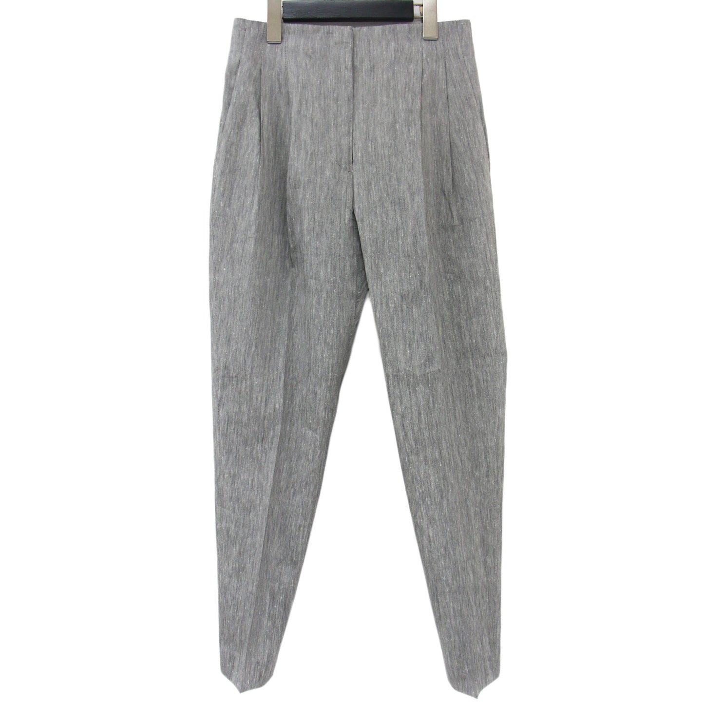 パンツ テーパードパンツ フロントタック ストレッチ リネン 麻 240410