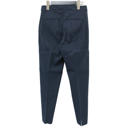 パンツ シガレットパンツ テーパードパンツ クロップド丈 スリット ストレッチ リネン レーヨン コットン 麻 綿 240411