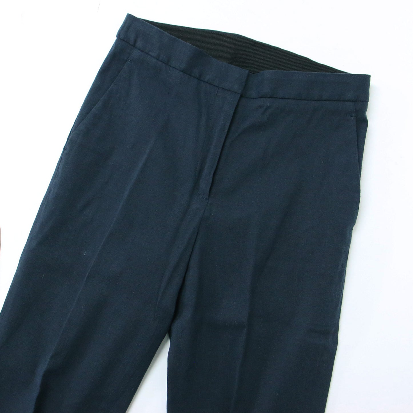 パンツ シガレットパンツ テーパードパンツ クロップド丈 スリット ストレッチ リネン レーヨン コットン 麻 綿 240411