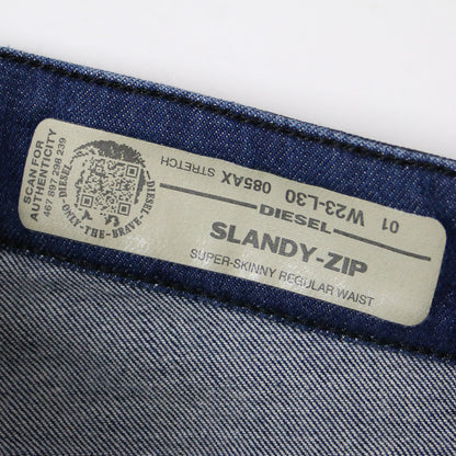 デニム パンツ ロング クロップド アンクル丈 スキニー スリム ストレッチ ミドルライズ プリント Slandy コットン 綿 ポリエステル ポリウレタン 240129
