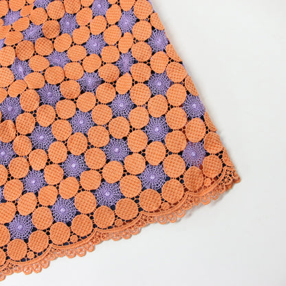 スカート ミディ丈 レース 刺繍 サークル 円 総柄 コットン レーヨン 綿 AD2000 240409