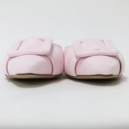 ミュール パンプス サンダル ポインテッドトゥ バックル スエード レザー 23秋冬 240404