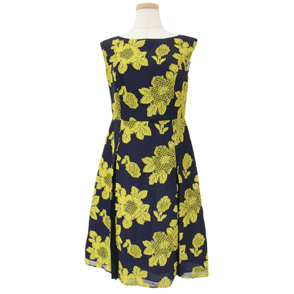 ワンピース ミディ ひざ丈 ノースリーブ ボートネック フラワー カットジャガード FRAMBOYAN 240409