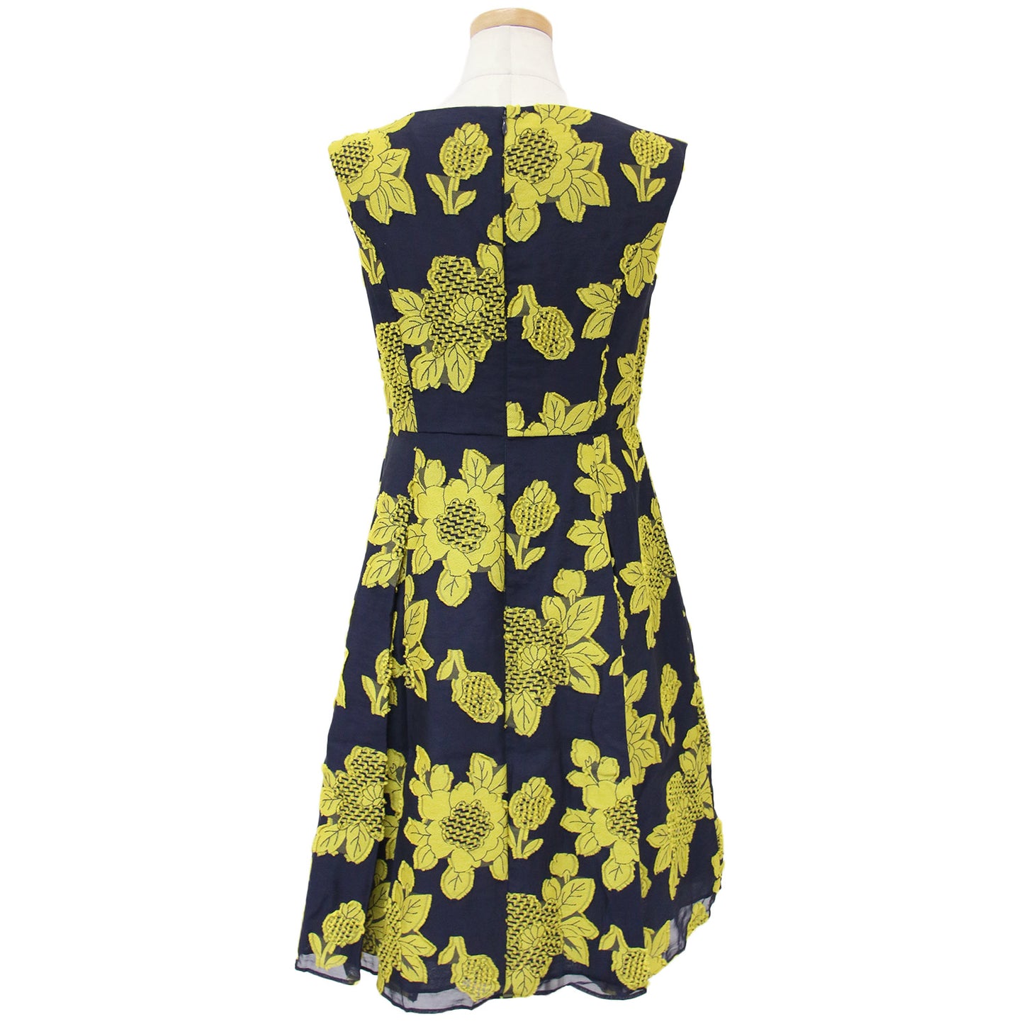 ワンピース ミディ ひざ丈 ノースリーブ ボートネック フラワー カットジャガード FRAMBOYAN 240409