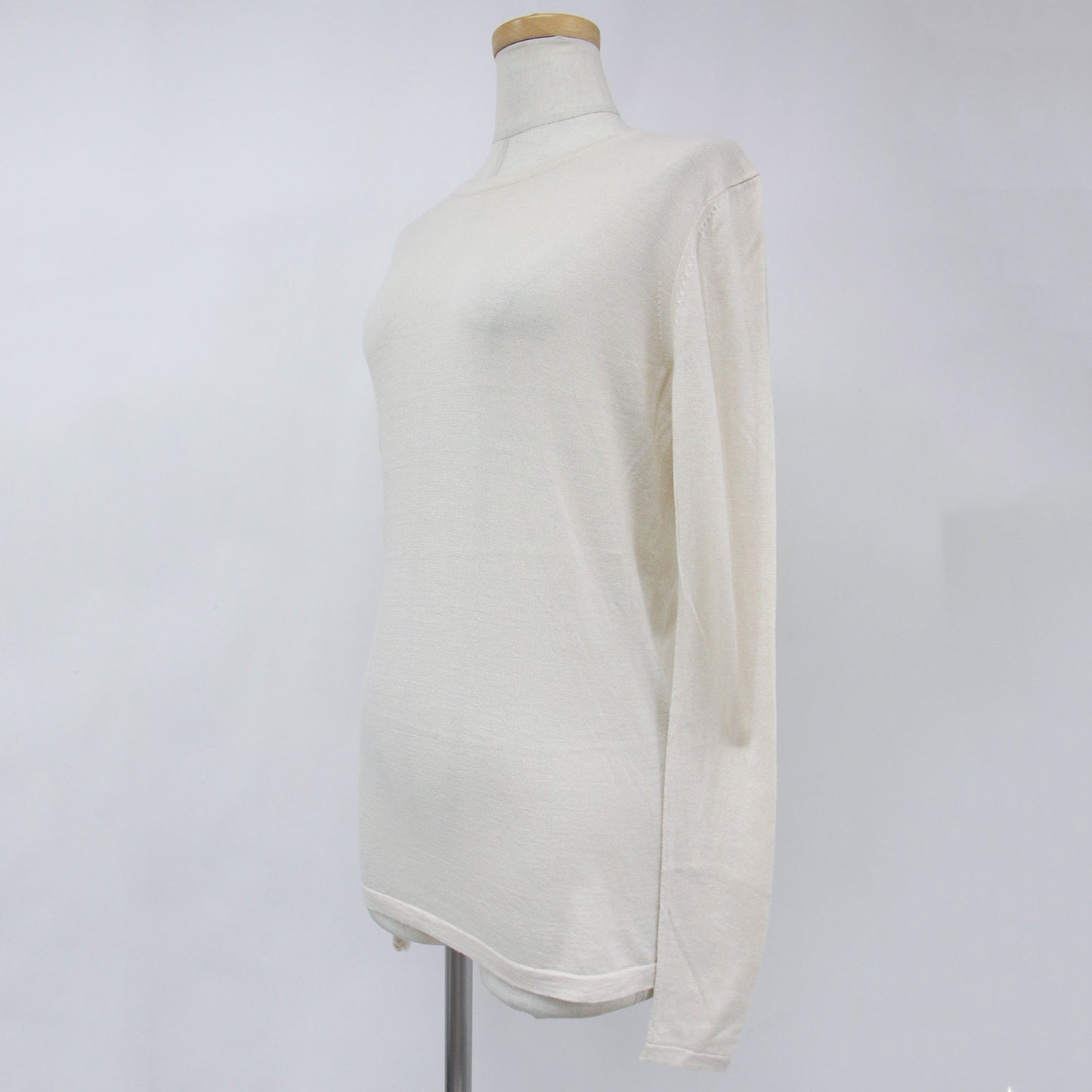 ニット プルオーバー クルーネック 長袖 薄手 ハイゲージ キュプラ ウール 23秋冬 240430