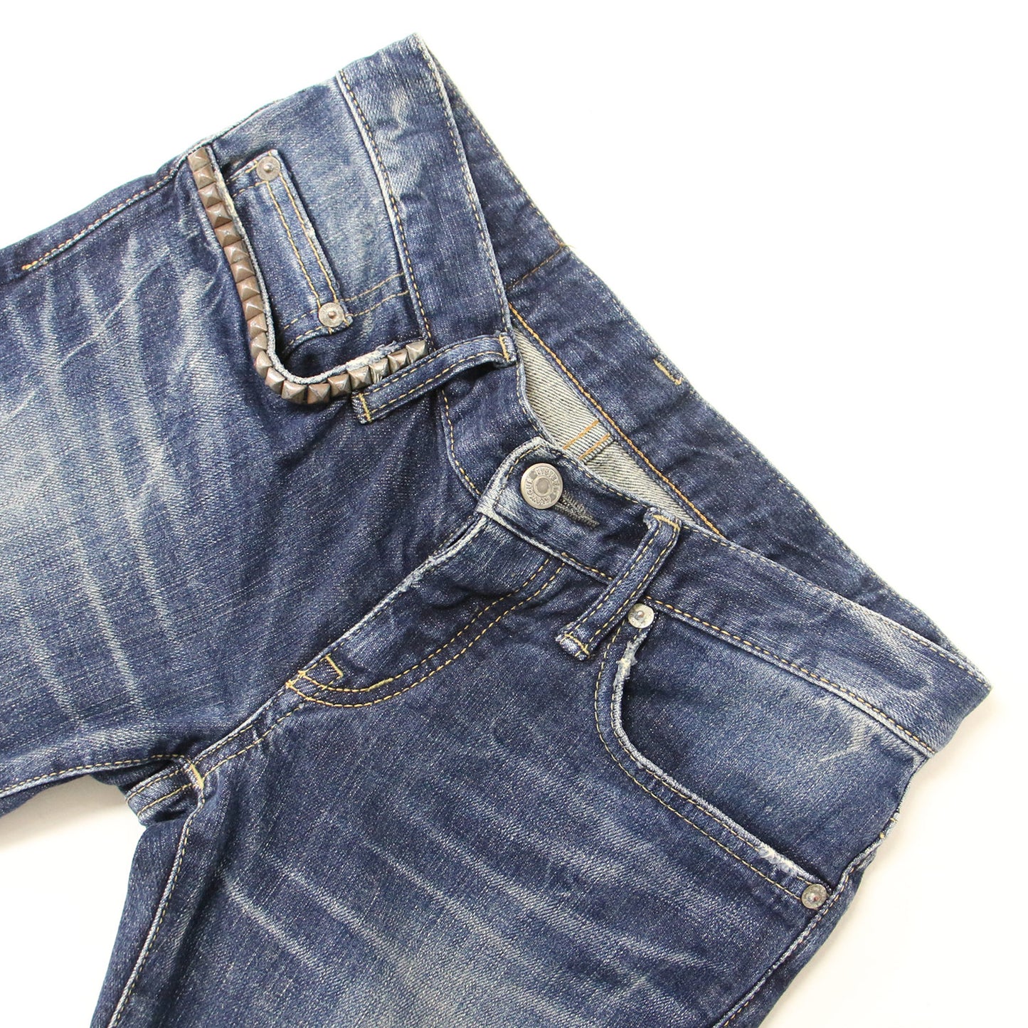 パンツ デニムパンツ クロップド丈 ローライズ スタッズ ストレッチ コットン 綿 240606