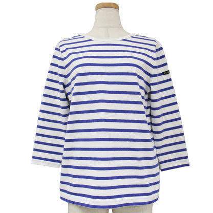 × TOMORROWLAND トゥモローランド 別注 カットソー Tシャツ バスクシャツ プルオーバー クルーネック 七分袖 バックオープン ボーダー コットン 綿 240315