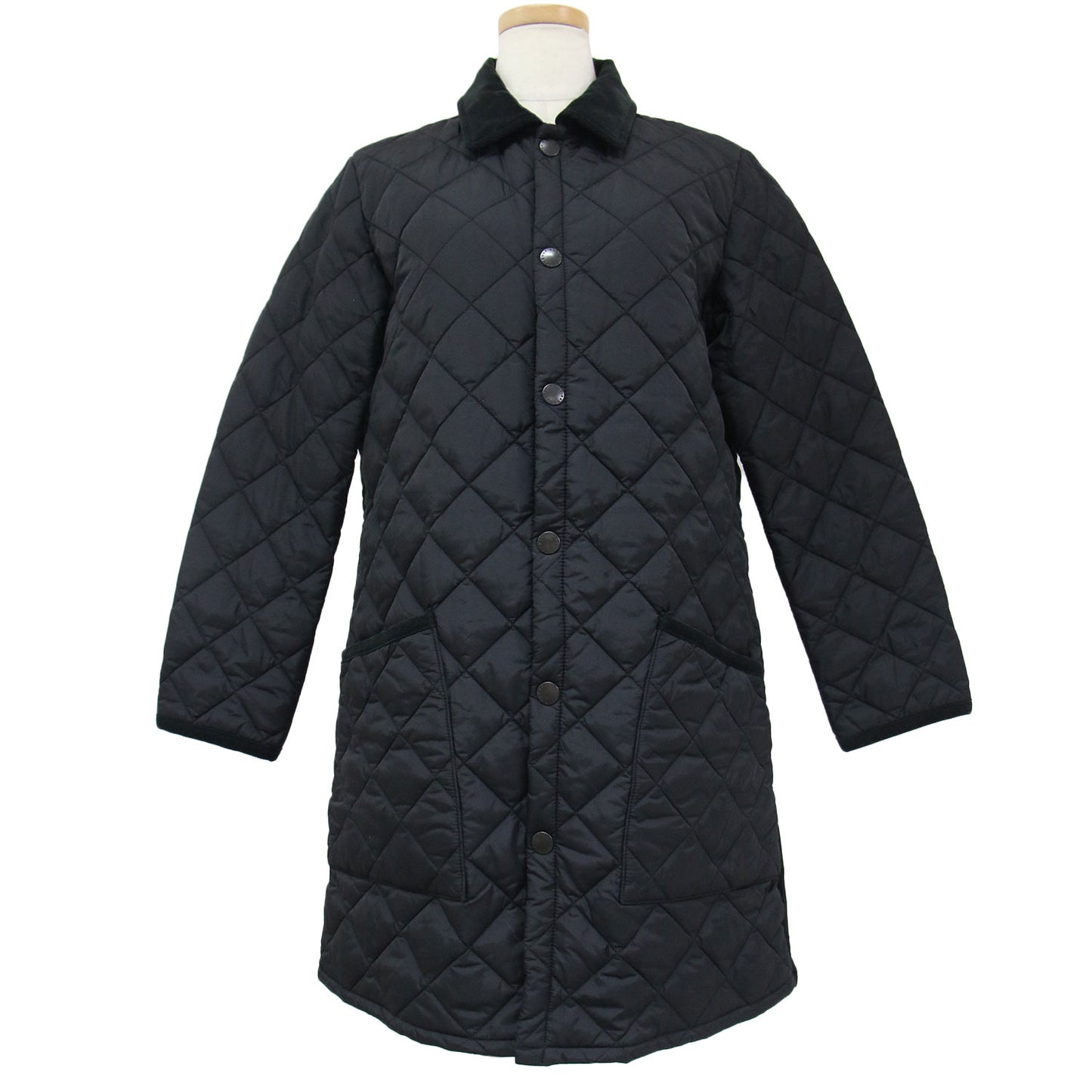 アウター コート ロング ステンカラー キルティング ドットボタン 中わた ナイロン 240322