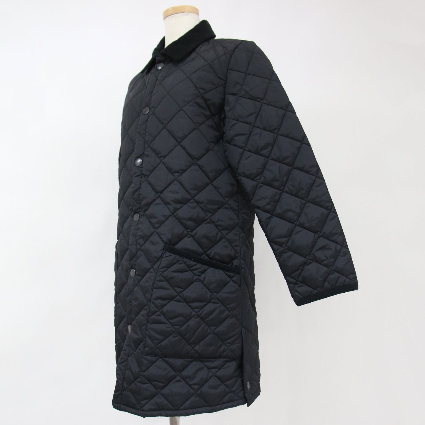 アウター コート ロング ステンカラー キルティング ドットボタン 中わた ナイロン 240322