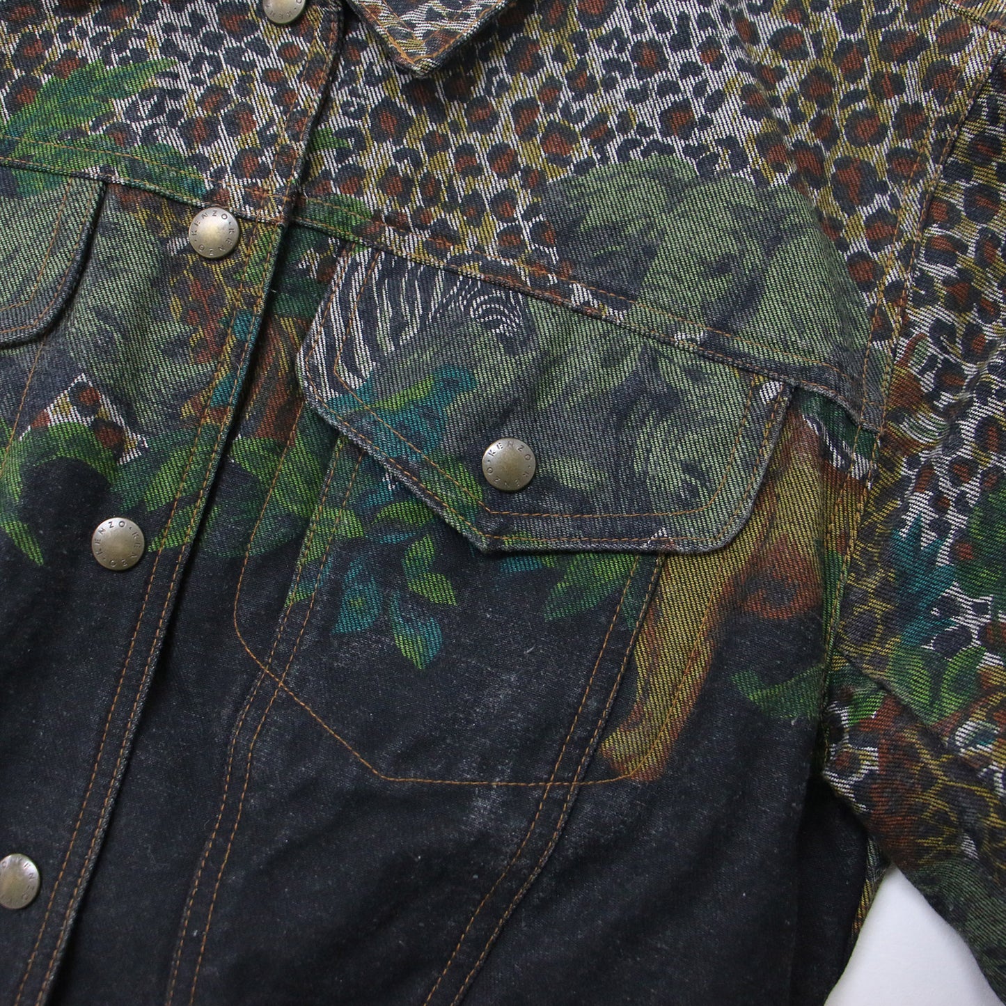 ジャケット デニムジャケット ショート丈 ヒョウ柄 レオパード アニマルプリント 中わた コットン VINTAGE 240508