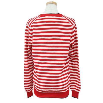 カーディガン ニット Vネック 長袖 ボーダー パイピング ハイゲージ ウール 240501