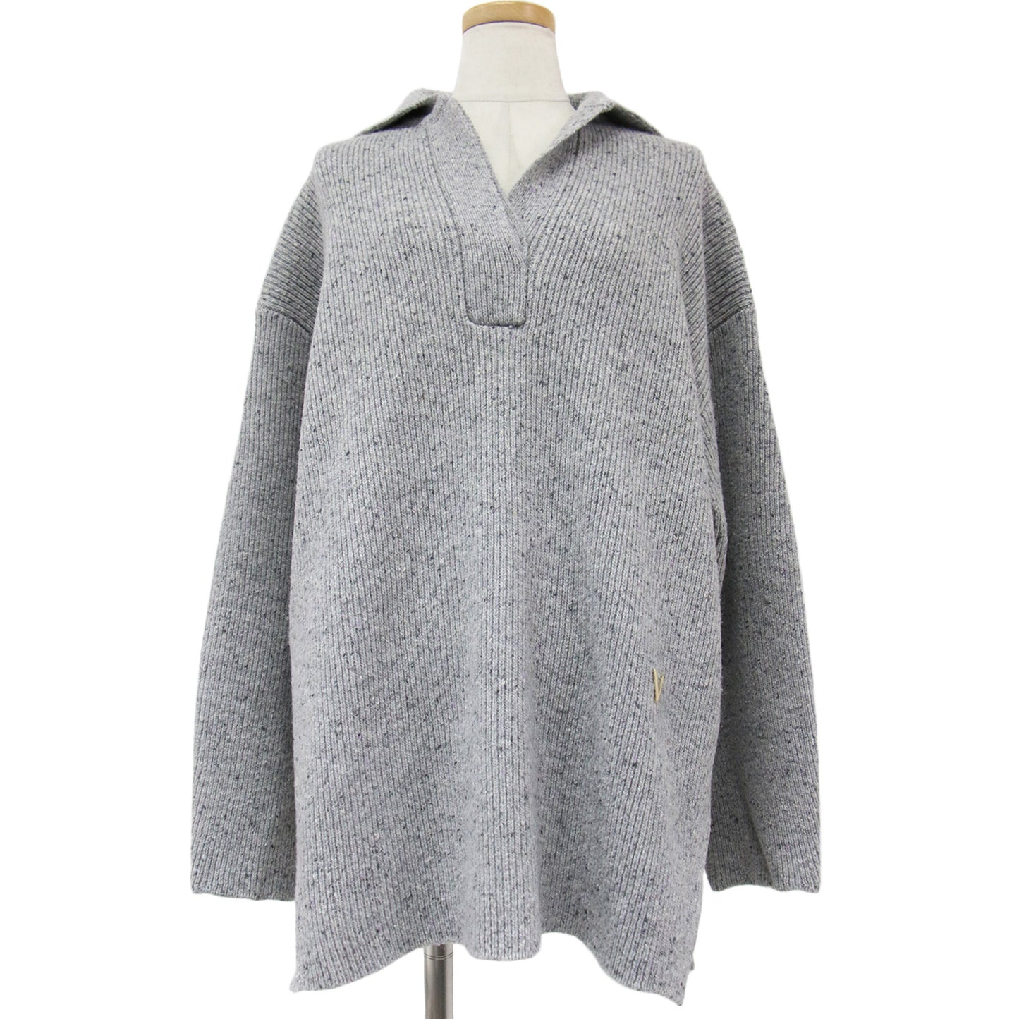 ニット プルオーバー 長袖 セーラーカラー ネップ スリット ウール 23秋冬 240523