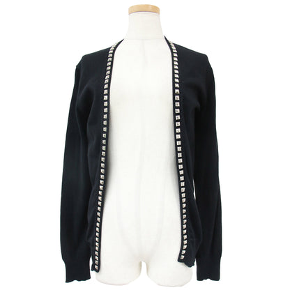 カーディガン ニット 長袖 スタッズ ハイゲージ コットン 綿 240522