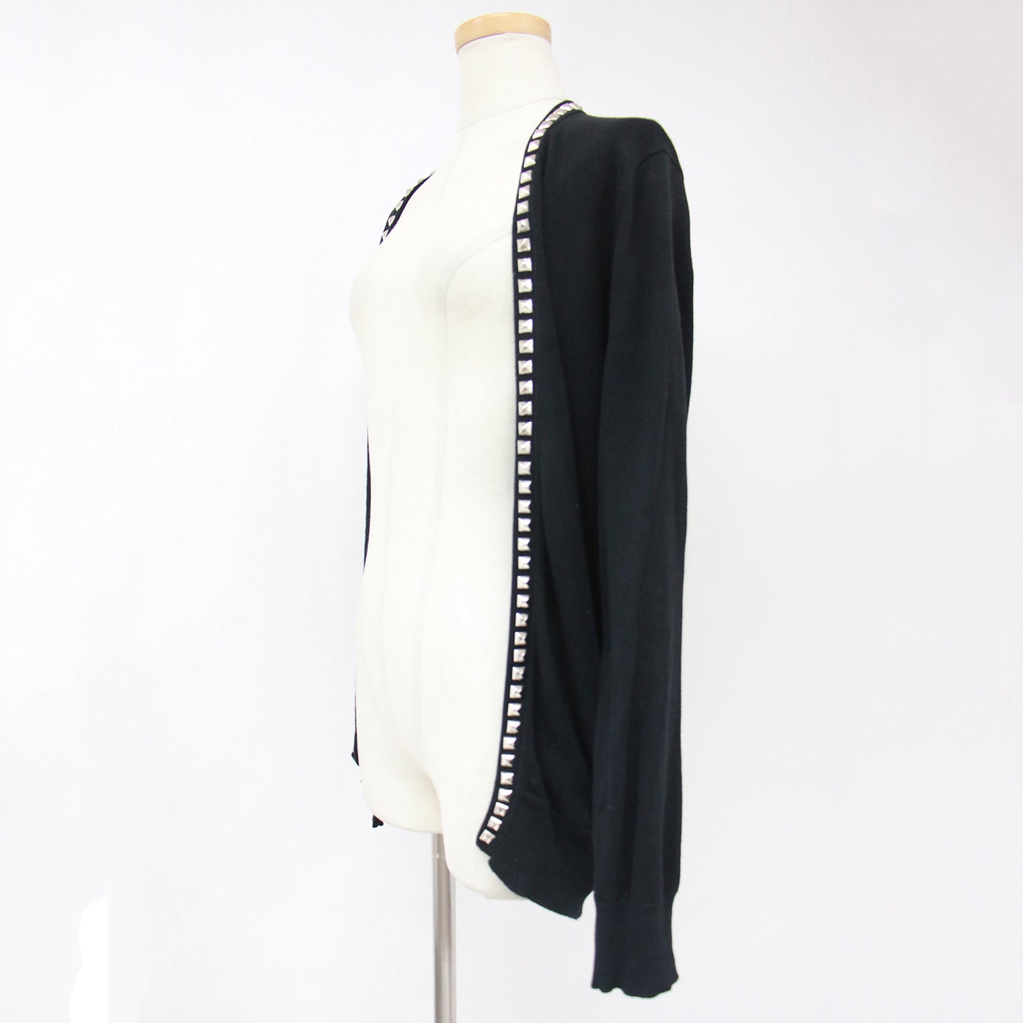 カーディガン ニット 長袖 スタッズ ハイゲージ コットン 綿 240522