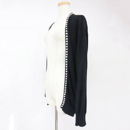 カーディガン ニット 長袖 スタッズ ハイゲージ コットン 綿 240522