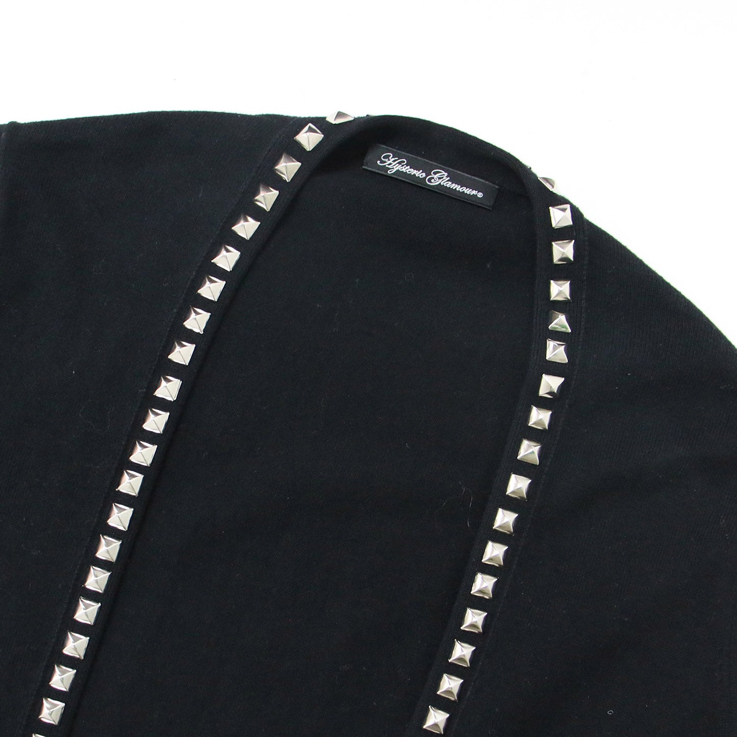 カーディガン ニット 長袖 スタッズ ハイゲージ コットン 綿 240522