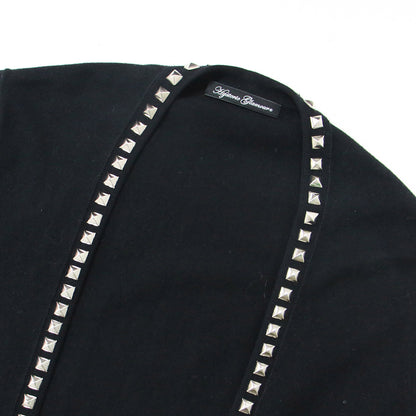 カーディガン ニット 長袖 スタッズ ハイゲージ コットン 綿 240522