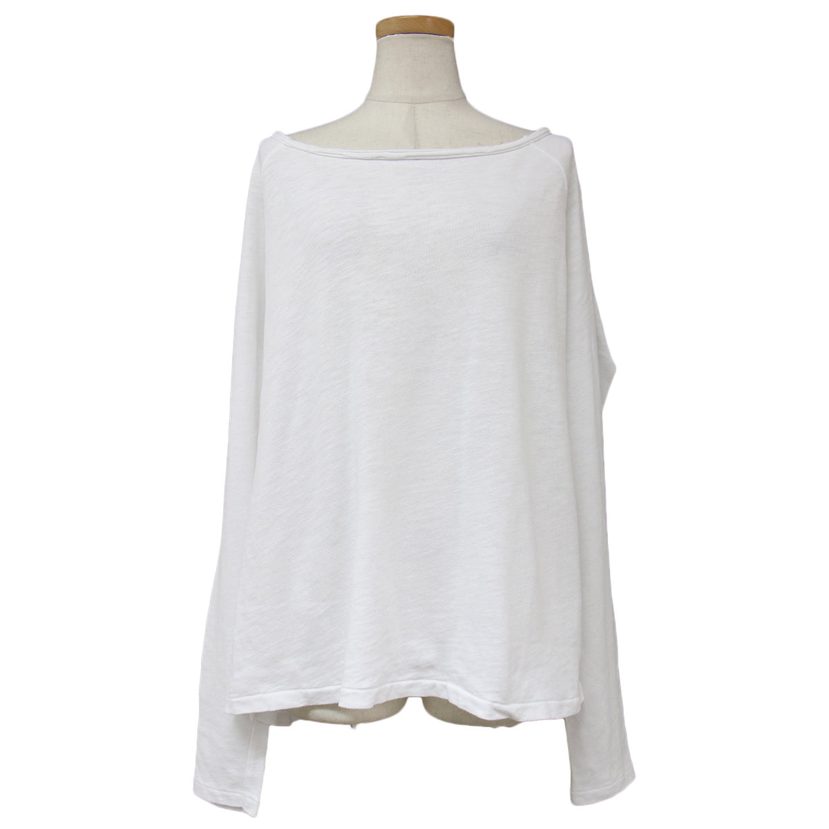 24春夏 コットンスラブ プルオーバー カットソー / Tシャツ 長袖 ルーズシルエット ボートネック 240723