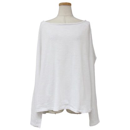 24春夏 コットンスラブ プルオーバー カットソー / Tシャツ 長袖 ルーズシルエット ボートネック 240723
