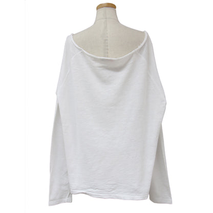 24春夏 コットンスラブ プルオーバー カットソー / Tシャツ 長袖 ルーズシルエット ボートネック 240723
