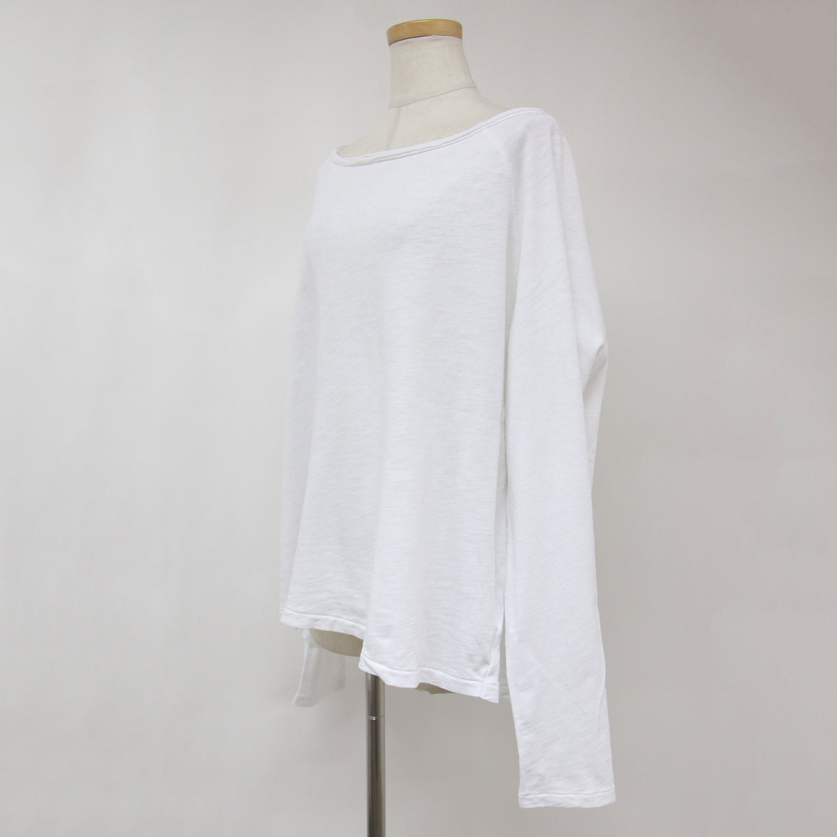 24春夏 コットンスラブ プルオーバー カットソー / Tシャツ 長袖 ルーズシルエット ボートネック 240723