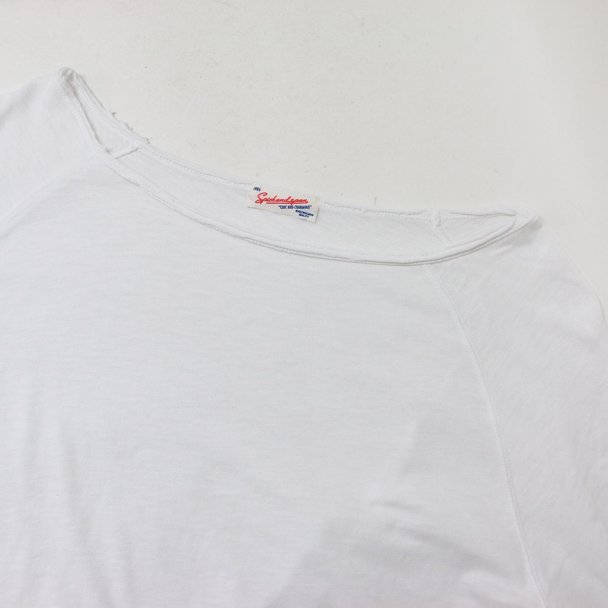 24春夏 コットンスラブ プルオーバー カットソー / Tシャツ 長袖 ルーズシルエット ボートネック 240723