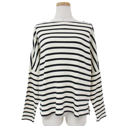 ボーダー ワイドシルエット カットソー / コットン ボートネック Tシャツ バスクシャツ 長袖 240724