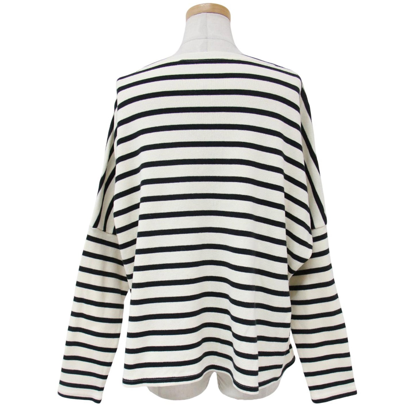 ボーダー ワイドシルエット カットソー / コットン ボートネック Tシャツ バスクシャツ 長袖 240724