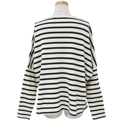 ボーダー ワイドシルエット カットソー / コットン ボートネック Tシャツ バスクシャツ 長袖 240724