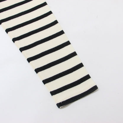 ボーダー ワイドシルエット カットソー / コットン ボートネック Tシャツ バスクシャツ 長袖 240724