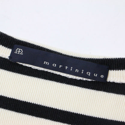 ボーダー ワイドシルエット カットソー / コットン ボートネック Tシャツ バスクシャツ 長袖 240724