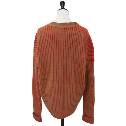 プレーテッド リブ カーディガン / ニット 長袖 Vネック ウォッシャブル