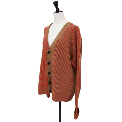 プレーテッド リブ カーディガン / ニット 長袖 Vネック ウォッシャブル