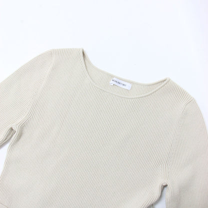 タフタ ドッキング ワンピース / ロング丈 長袖 リブニット タック フレア