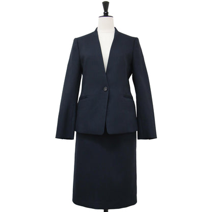 ジャケット スカート セットアップ / スーツ ノーカラー ミディ丈 長袖 ストレッチ 241112