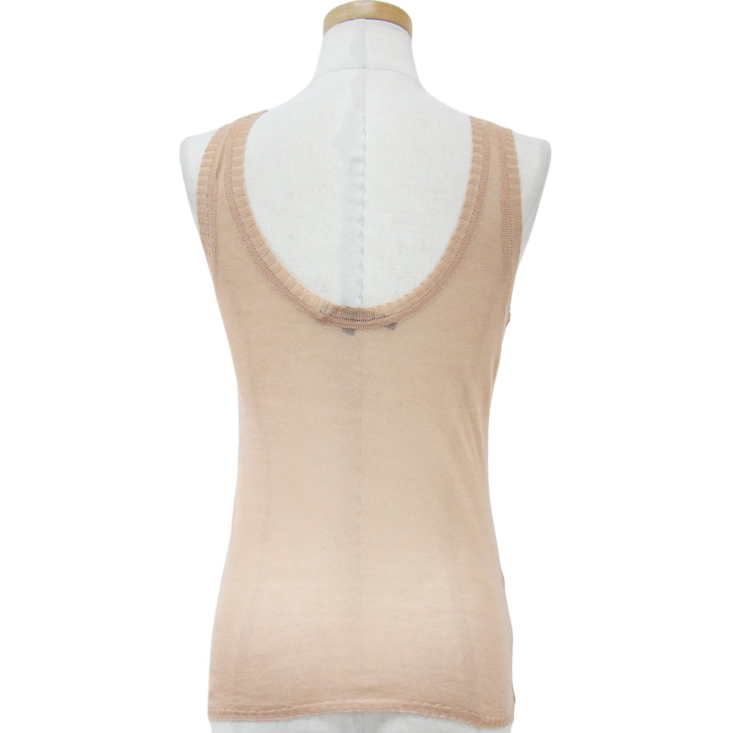 ニット プルオーバー Uネック ノースリーブ タンクトップ ハイゲージ 薄手 シアー 透け コットン 綿 240419