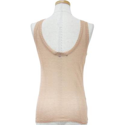 ニット プルオーバー Uネック ノースリーブ タンクトップ ハイゲージ 薄手 シアー 透け コットン 綿 240419