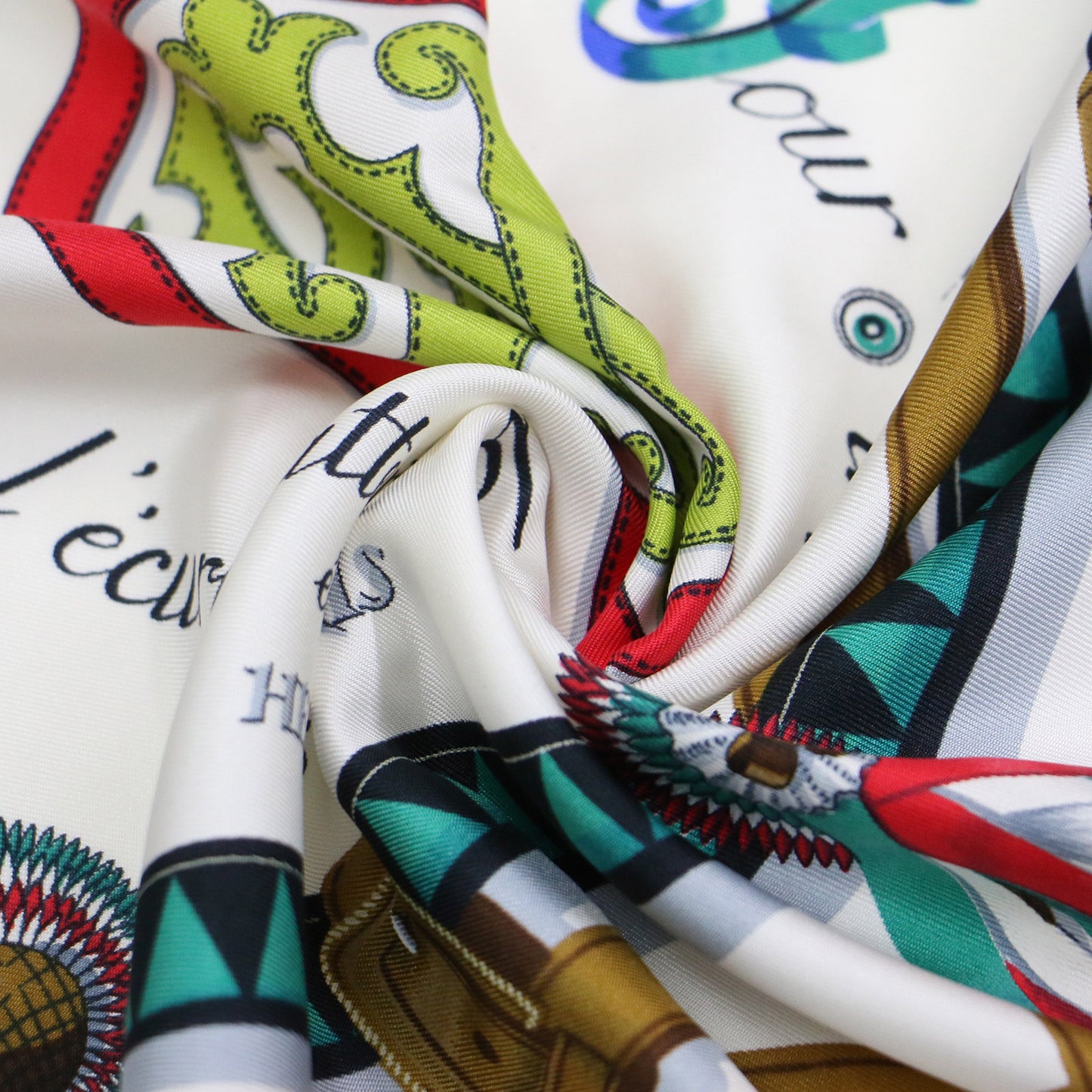 カレ 90 シルク スカーフ Couvertures et tenues de Jou / 大判 正方形