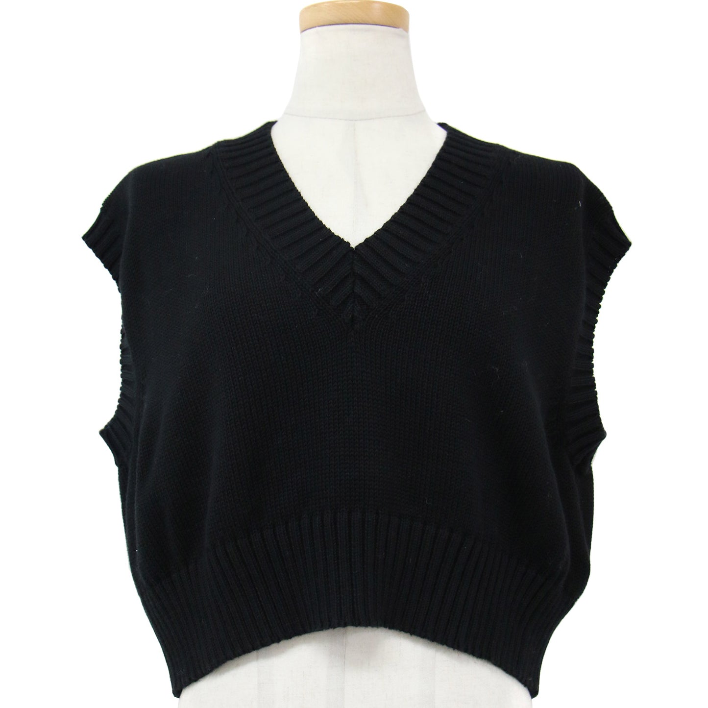 Plage 別注 ベスト ニット ノースリーブ ショート丈 Vネック コットン 綿 23春夏 240606