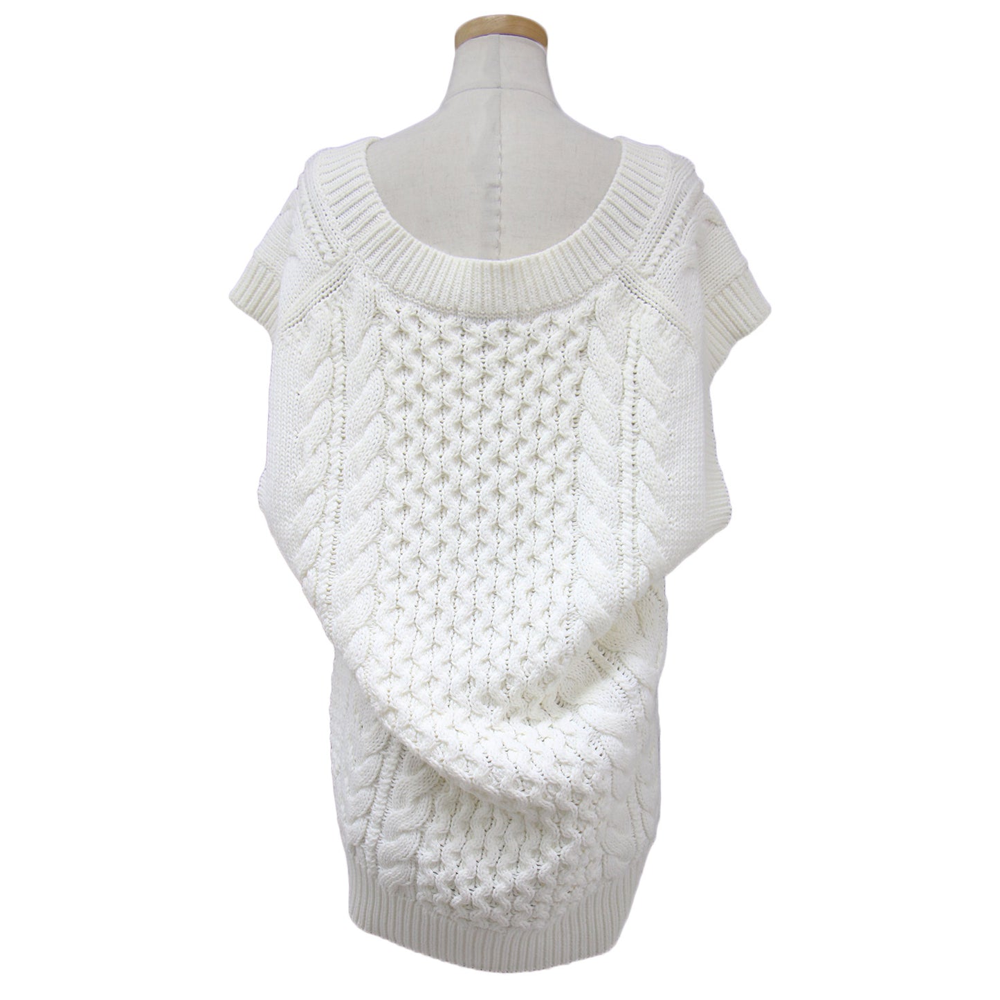 ベスト ニット プルオーバー Vネック オーバーサイズ ケーブル編み コットン ポリエステル 23春夏 240605