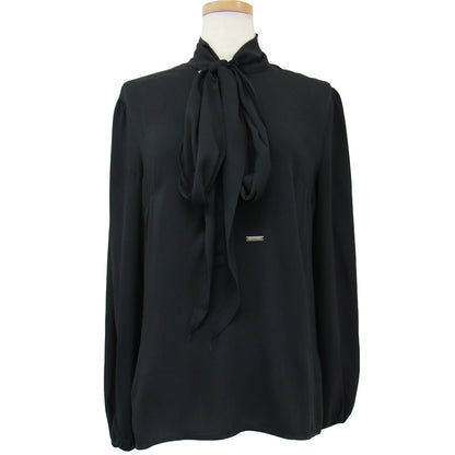 23秋冬 シルク ボウタイ ブラウス / パフスリーブ ジョーゼット生地 長袖 240703