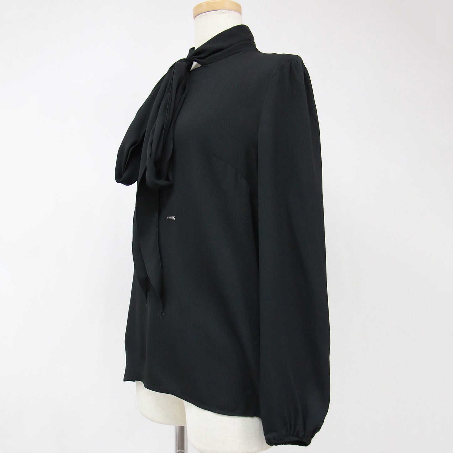 23秋冬 シルク ボウタイ ブラウス / パフスリーブ ジョーゼット生地 長袖 240703