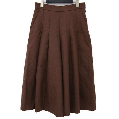 パンツ キュロット ミディ丈 ひざ下 プリーツ ハイウエスト サキソニー ストレッチ ウール 240618