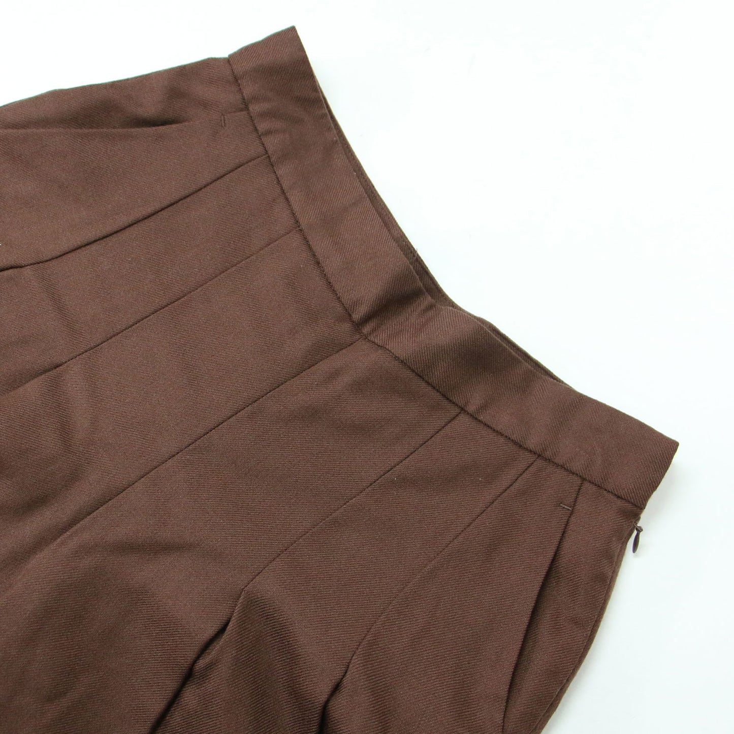 パンツ キュロット ミディ丈 ひざ下 プリーツ ハイウエスト サキソニー ストレッチ ウール 240618