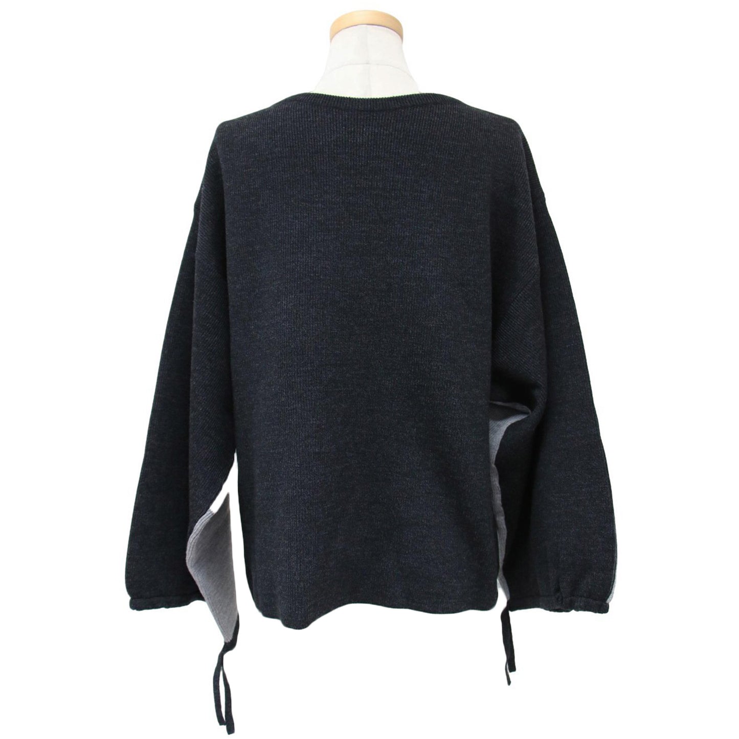 ウール ポリエステル ボートネック プルオーバー / ニット 長袖 バイカラー 配色 241008