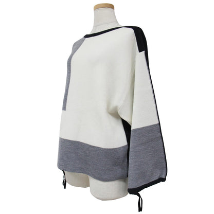 ウール ポリエステル ボートネック プルオーバー / ニット 長袖 バイカラー 配色 241008