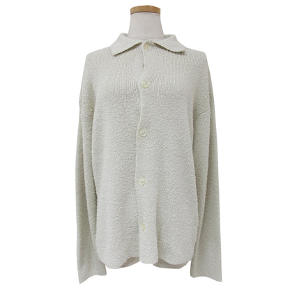 23春夏 ファンシーヤーン 襟付き パイル ニット カーディガン / ポロ 長袖 240723