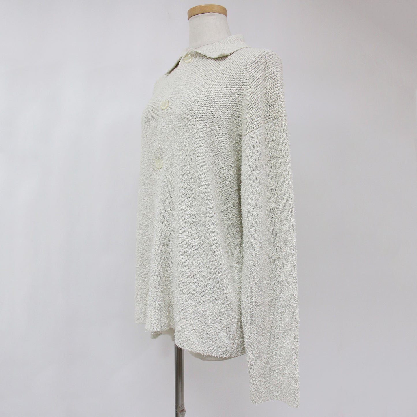 23春夏 ファンシーヤーン 襟付き パイル ニット カーディガン / ポロ 長袖 240723