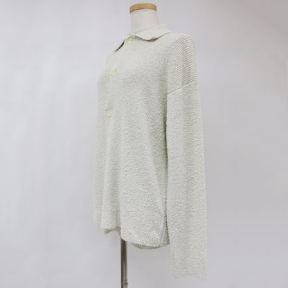 23春夏 ファンシーヤーン 襟付き パイル ニット カーディガン / ポロ 長袖 240723