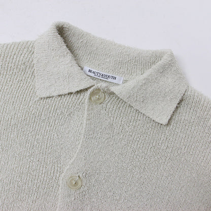 23春夏 ファンシーヤーン 襟付き パイル ニット カーディガン / ポロ 長袖 240723